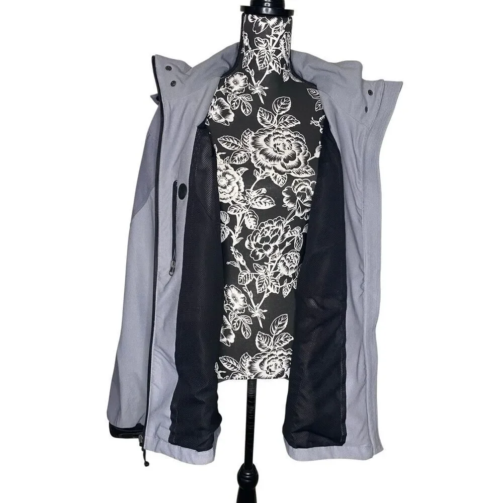 North America Branding Gray Softshell Jacket Men’s Large Hooded Octopus Patch